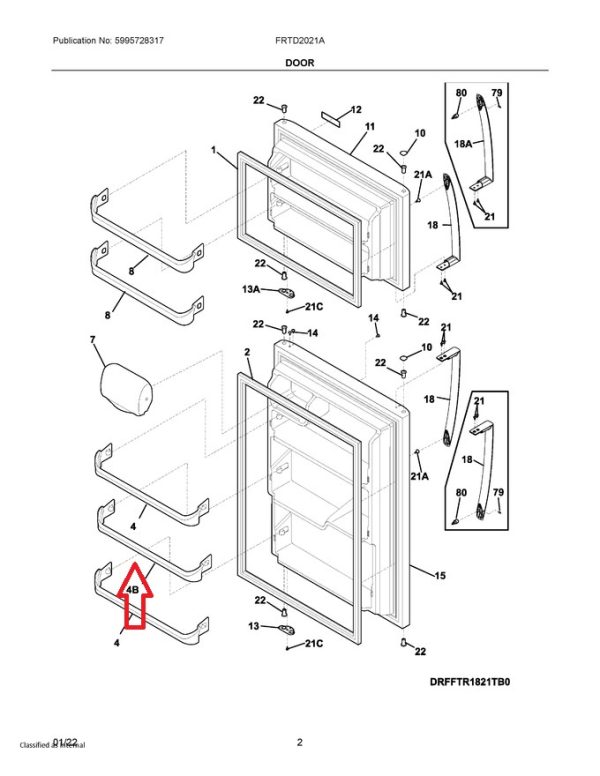 240337901 Middle Refrigerator Door Bin