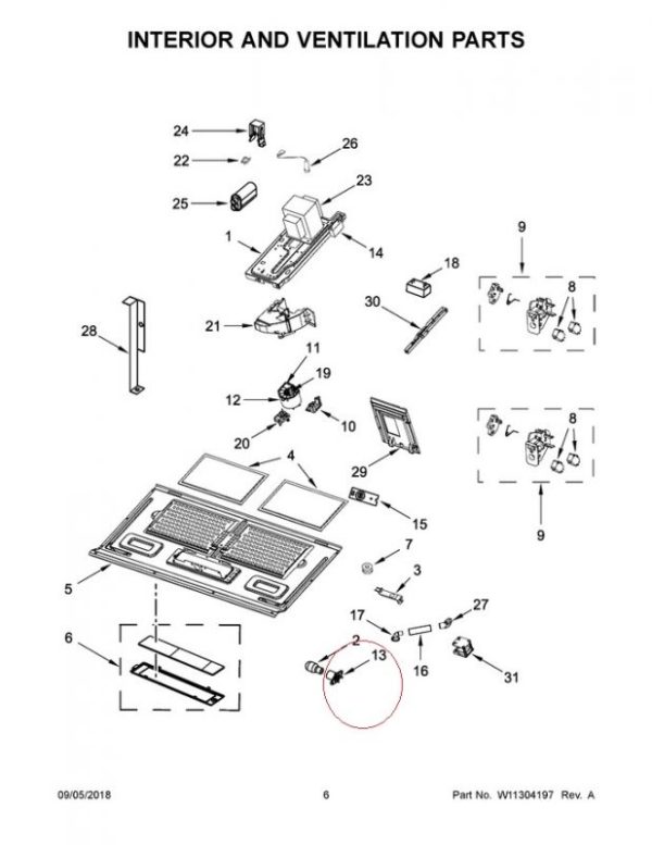 Whirlpool W10210871 MW LAMP HOUSNG