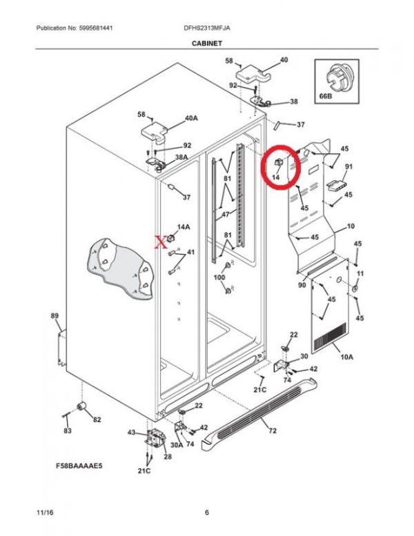 240505801 Refrigerator Light Switch