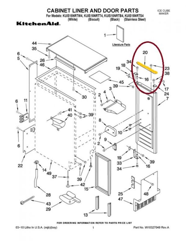 NLA 2208492T Door Handle-Icemaker