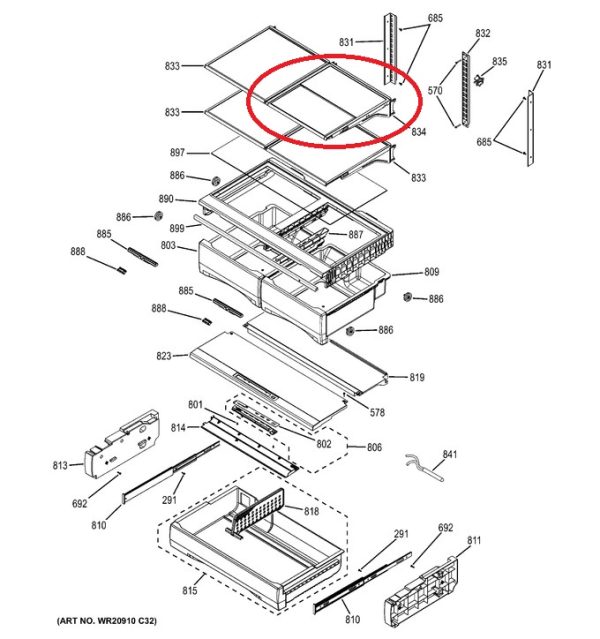 WR32X23649 GE Tuckaway Shelf