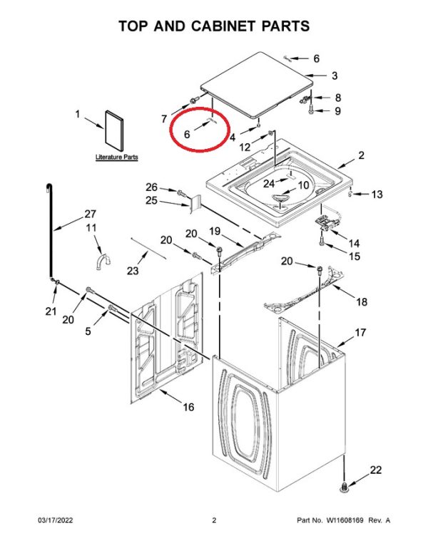 Whirlpool WP91770 WP91770 Washer Lid Hinge, left
