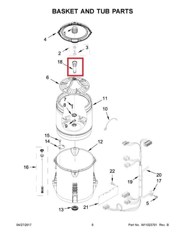 Whirlpool W10836496 Washer Agitator Auger