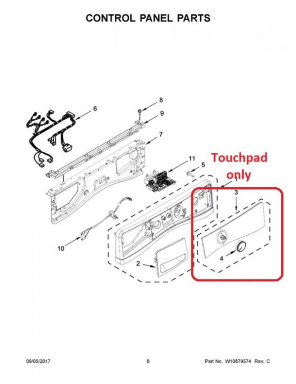 Whirlpool WPW10750478 Washer Touchpad