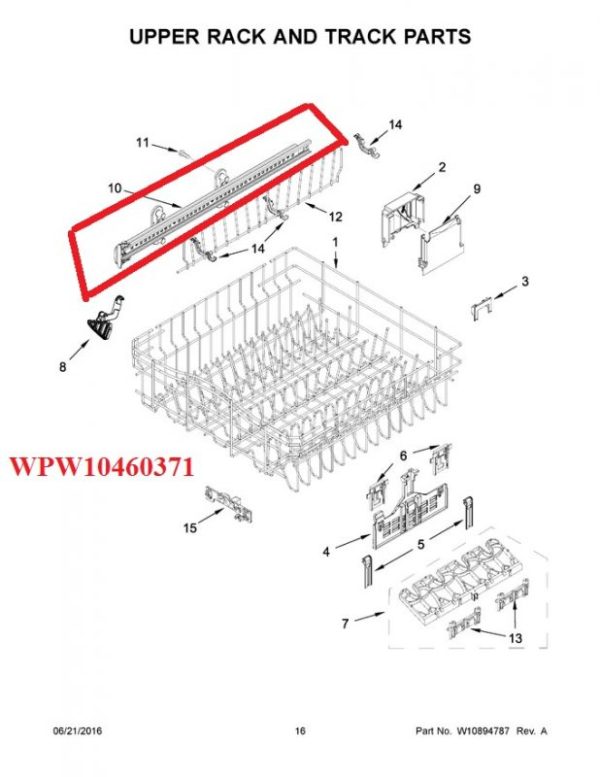 Whirlpool WPW10460371 Track