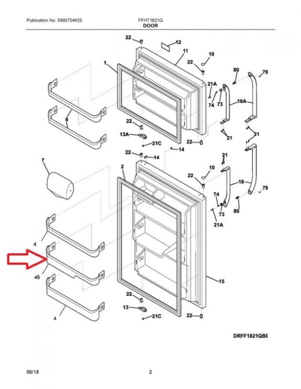 240534701 Middle Refrigerator Door Rack