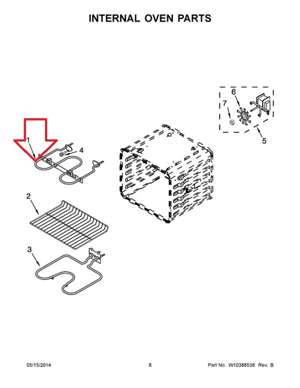Whirlpool WP9760771 Top Oven Heating Element Broiler