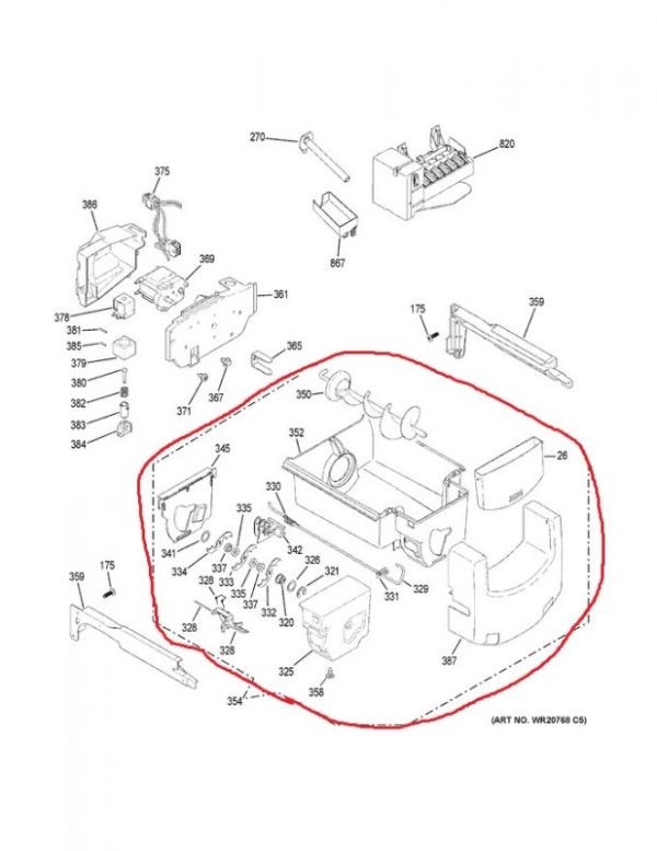 GE WR17X12138 GE Ice Bucket & Auger Asm