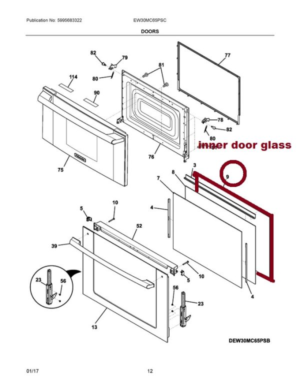 Frigidaire 5304505655 Inner Oven Door Glass Kit