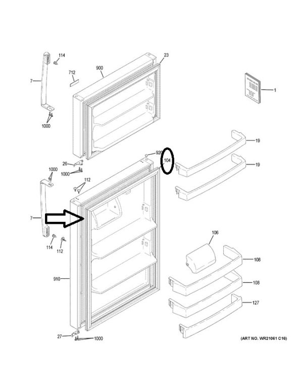 GE WR14X27235 Refrigerator Door Gasket FF