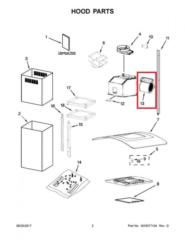 Whirlpool WPW10291577 Range Hood Fan Motor Assembly
