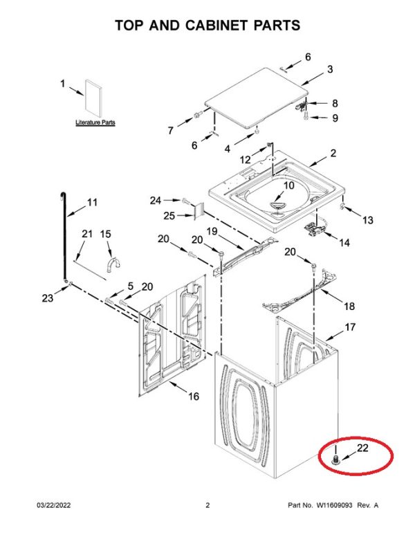 Whirlpool W11213957 Washer Leveling Leg Feet
